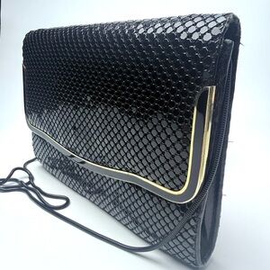 Vintage Rebecca Lynn Black Mesh Evening Bag Clutch Shoulder Purse 10x7 Retro